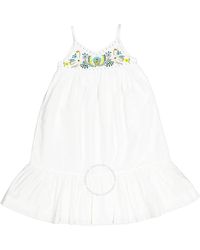 Bonpoint - Girls Blanc Lait Anya Floral-embroidered Cotton Dress - Lyst
