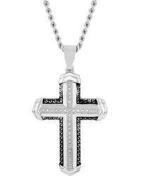 Robert Alton - 1/4 Ctw And Stainless Steel Diamond Cross Necklace - Lyst