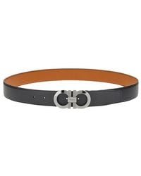 Ferragamo - Gancini Buckle Reversible Leather Belt - Lyst