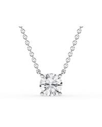 Brilliant Diamond - Solitaire 3/4 Lab Grown Round Diamond 18" Cable Chain, Pendant Necklace - Lyst