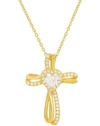 Kylie Harper - 14K Over Heart Cubic Zirconia Cz Cross Pendant - Lyst
