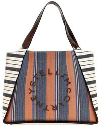 Stella McCartney - Logo Lettering Stripe Pattern Tote Bag - Lyst