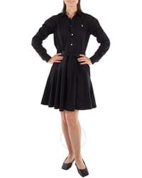 Polo Ralph Lauren - Embroidered Logo Long Sleeve Cotton Dress - Lyst