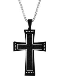 Robert Alton - 1/4 Ctw Stainless Steel Diamond Cross Necklace With Diamonds - Lyst