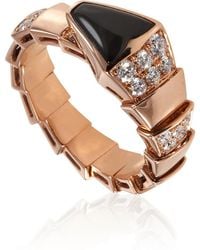 BVLGARI - Serpenti Ring With Onyx And Demi Pave Diamonds - Lyst