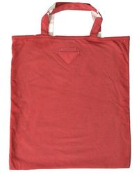 Prada - Jersey Fabric Logo Shoulder Shopping Tote Bag And - Lyst