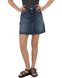 KENZO - Dark Stone Denim Flared Mini Skirt, Waist - Lyst
