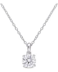 Amour - 1 Ct Dew Created Moissanite Solitaire Pendant With Chain - Lyst