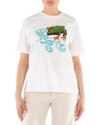 Burberry - Graphic Printed Crewneck Cotton T-Shirt - Lyst