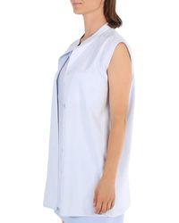 Burberry - Suziesl Logo Detail Sleeveless Silk Crepe De Chine Shirt - Lyst