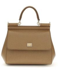 Dolce & Gabbana - Dolce & Gabbana Calf Leather Top Handle Bag - Lyst