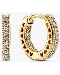 PANDORA - Shine Hoop Earrings With Clear Cubic Zirconia - Lyst
