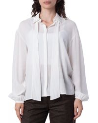 Bally - Cotton Tie-Neck Blouse, Brand Size 36 Us - Lyst