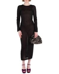 Versace - Knit Slashed Back Transparent Midi Dress - Lyst