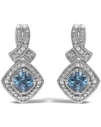 Haus of Brilliance - Sterling Cushion Cut Topaz And Diamond Accent Twist Motif Dangle Earrings - Lyst