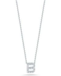 Roberto Coin - 18k White Gold Tiny Treasures Love Letter B Diamond Pendant - Lyst
