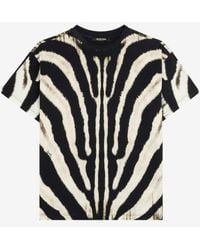 Roberto Cavalli - Zebra Printed Cotton T-Shirt - Lyst