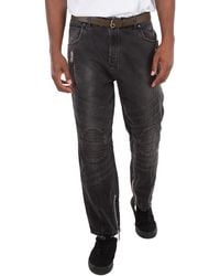 Balmain - Biker Mid-Rise Denim Jeans, Waist - Lyst