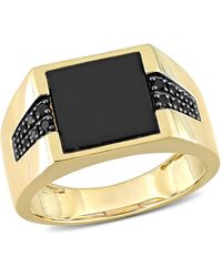 Amour - 8 Ct Tgw Onyx And 1/6 Ct Tw Diamond Ring - Lyst