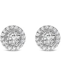 Haus of Brilliance - 14K 3/4 Cttw Lab Grown Diamond Solitaire With Halo Stud Earrings (G-H Color, Vs2-Si1 Clarity) - Lyst