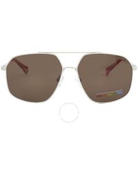 Polaroid - Polarized Bronze Pilot Sunglasses Pld 6173/s 010a/sp 58 - Lyst