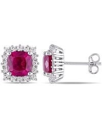 Amour - 4 7/8 Ct Tgw Created Ruby And Created Sapphire Stud Earrings - Lyst