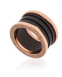 BVLGARI - B.Zero1 4-Band 18 Kt Rose And Ceramic Ring, Brand (Us Size 6) - Lyst