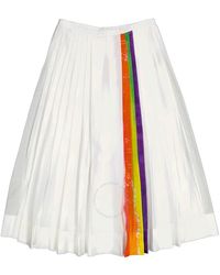 Burberry - Morlaix Striped Cotton Midi Skirt - Lyst