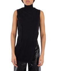 MM6 by Maison Margiela - Asymmetric Turtleneck Sleeveless Top - Lyst