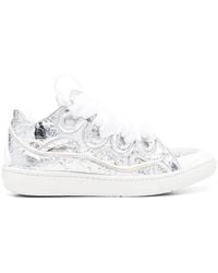 Lanvin - Curb Metallic Leather Sneakers - Lyst