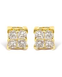 Haus of Brilliance - 14K 1/4 Cttw Invisible Set Princess-Cut Diamond Square Stud Earring - Lyst