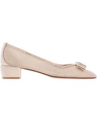 Ferragamo - Vara Bow Mesh Pumps - Lyst