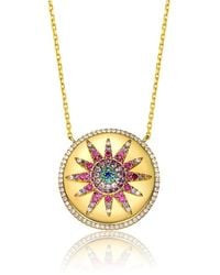 Rachel Glauber - Sterling Silver Gold Plated Multi Color Cubic Zirconia Necklace - Lyst