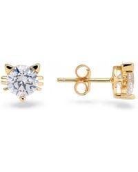 Kylie Harper - 14K Over Kitty Cat Cz Stud Earrings - Lyst