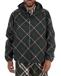 Burberry - Check Hooded Zip-Up Jacket - Lyst