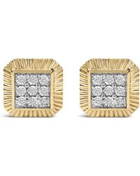 Haus of Brilliance - 10K Plated .925 Sterling 1/6 Cttw Diamond Textured Halo Stud Earrings - Lyst