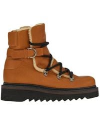 Ferragamo - Elmo Shearling-Lined Laced Boots - Lyst