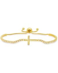 Kylie Harper - 14K Over Cubic Zirconia Cz Cross Adjustable Bracelet - Lyst