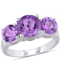 Amour - 3 3/8 Ct Tgw Amethyst 3-Stone Ring - Lyst