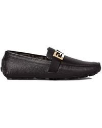 Fendi - Ff Squared Leather Driving Loafers, Brand Size 9 Us - Lyst
