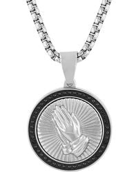 Robert Alton - 1/4Ctw Diamond Stainless Steel With Finish Medallion Pendant - Lyst