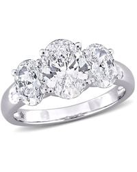 Created Forever - 3Ct Tdw Oval-Cut Lab-Created Diamond 3-Stone Ring - Lyst