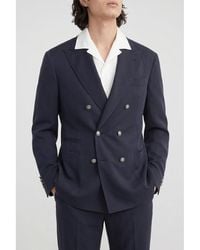 Brunello Cucinelli - Dark Silk Double Breasted Blazer, Brand Size 50 (Us - Lyst