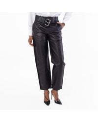 Loewe - Nappa Lambskin Belted Trousers, Brand Size 34 Us - Lyst