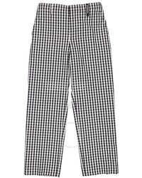 Burberry - Black Gingham Technical Wool Wide-leg Tailored Trousers - Lyst