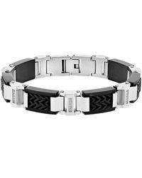 Robert Alton - 1/6Ctw Diamond Stainless Steel With Finish Woven Inlay Link Bracelet - Lyst