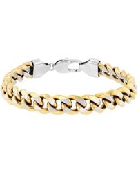 Robert Alton - Stainless Steel With & Finish Beveled Curb Bracelet - Lyst