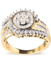 Haus of Brilliance - 10K 1 Cttw Round And Baguette Cut Diamond Cluster Swirl Band Ring (H-I Color, I1-I2 Clarity) - Lyst