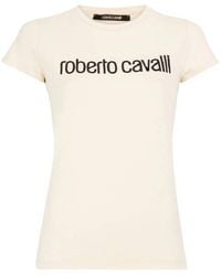 Roberto Cavalli - Embroidered Logo Short Sleeve T-Shirt, Brand Size 42 Us - Lyst