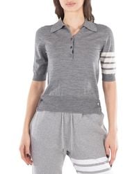 Thom Browne - Ladies Light Wool 4-Bar Relaxed Polo Shirt - Lyst